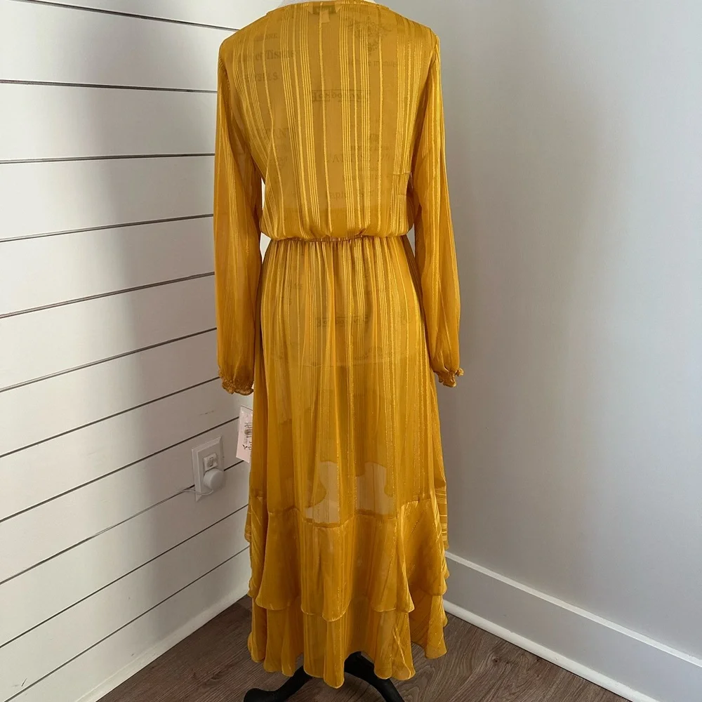 NWT Nanette Lepore Gold Ray Shear Dress Women’s Sz 8 - Picture 3 of 5